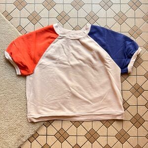 Madewell women’s short sleeve color block raglan sweatshirt